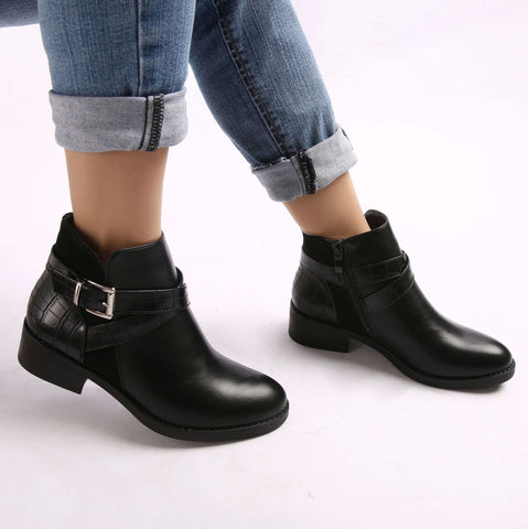 Image of Bottines bi-matières détails croco - Gallantry Shop