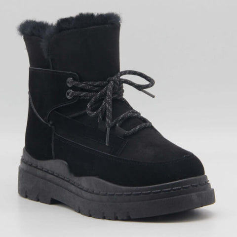 Image of Boots fourrées en suédine à lacets - Gallantry Shop