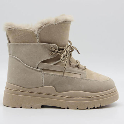 Image of Boots fourrées en suédine à lacets - Gallantry Shop