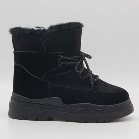 Image of Boots fourrées en suédine à lacets - Gallantry Shop