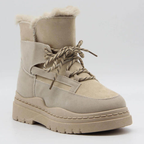 Image of Boots fourrées en suédine à lacets - Gallantry Shop