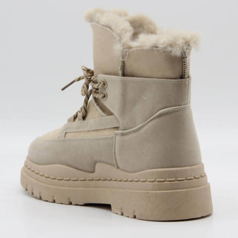 Image of Boots fourrées en suédine à lacets - Gallantry Shop