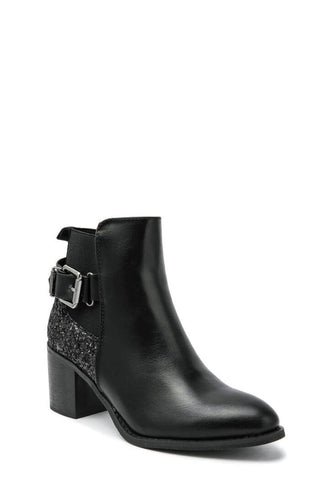 Image of Bottines bi-matières à boucle et paillettes - Gallantry Shop