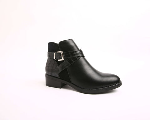 Image of Bottines bi-matières détails croco - Gallantry Shop