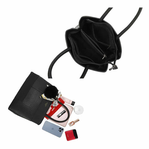 Image of Gallantry™ Handbag Decorated With Pompom And Scarf Knot - Gallantry Shop