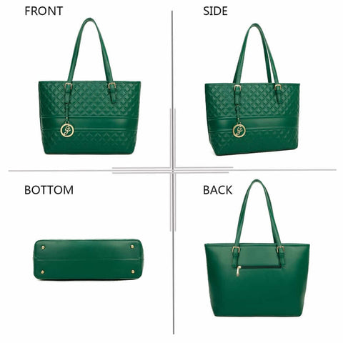 Image of Gallantry™ Large Quilted Tote Handbag With Chain Bangle - Gallantry Shop