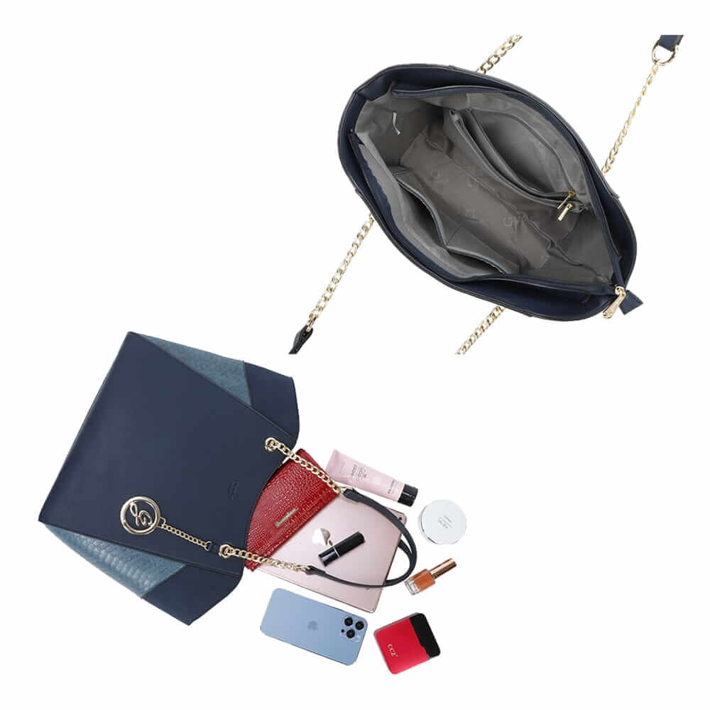 Bi-Material bag with chain handle - Gallantry Shop
