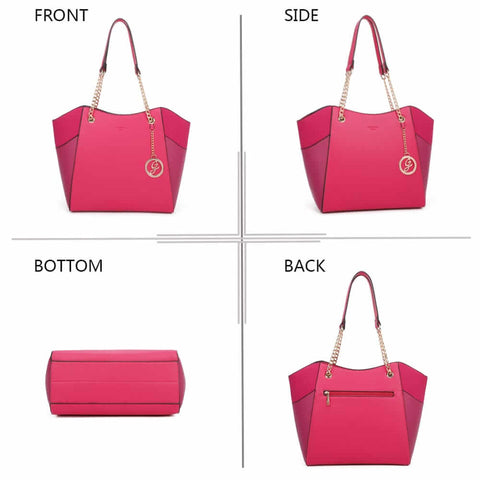 Image of Bi-material bag with chain handle - Gallantry Shop