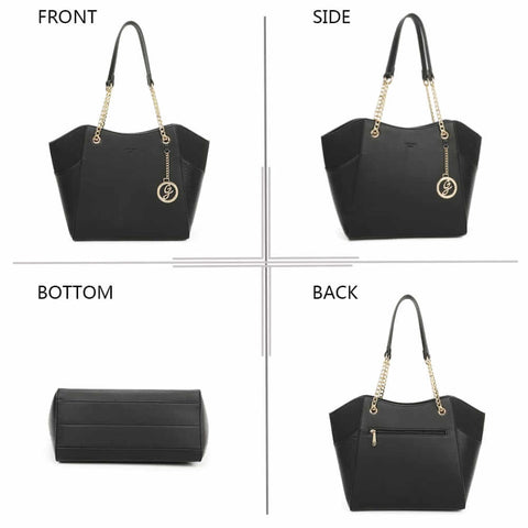 Image of Bi-material bag with chain handle - Gallantry Shop