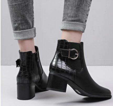 Bottines chelsea effet croco à talon - Gallantry Shop