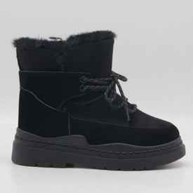 Boots fourrées en suédine à lacets - Gallantry Shop