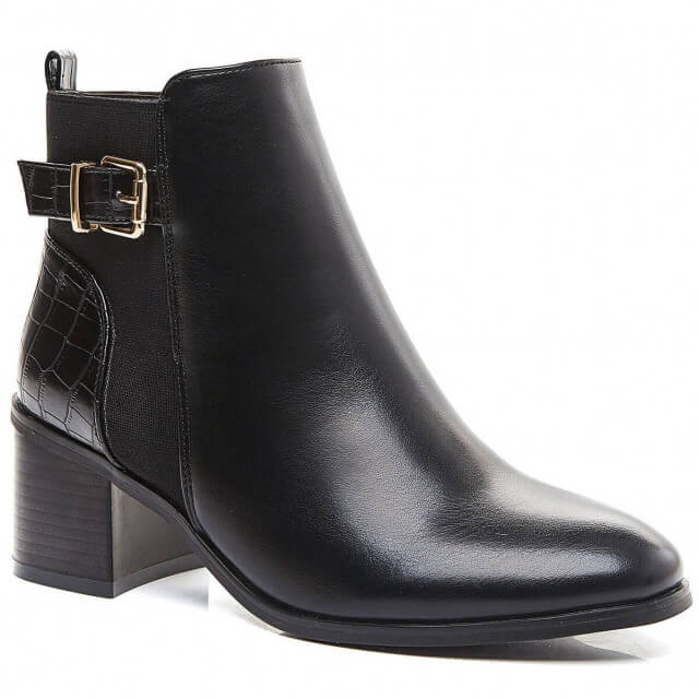 Bottines bi-matières à boucle - Gallantry Shop