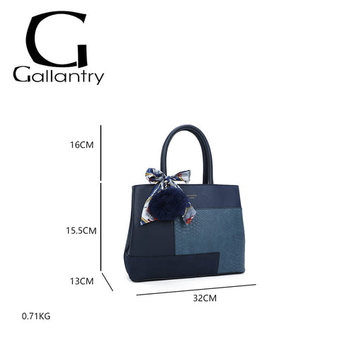 Image of Gallantry™ Handbag Decorated With Pompom And Scarf Knot