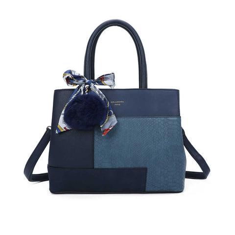 Image of Gallantry™ Handbag Decorated With Pompom And Scarf Knot