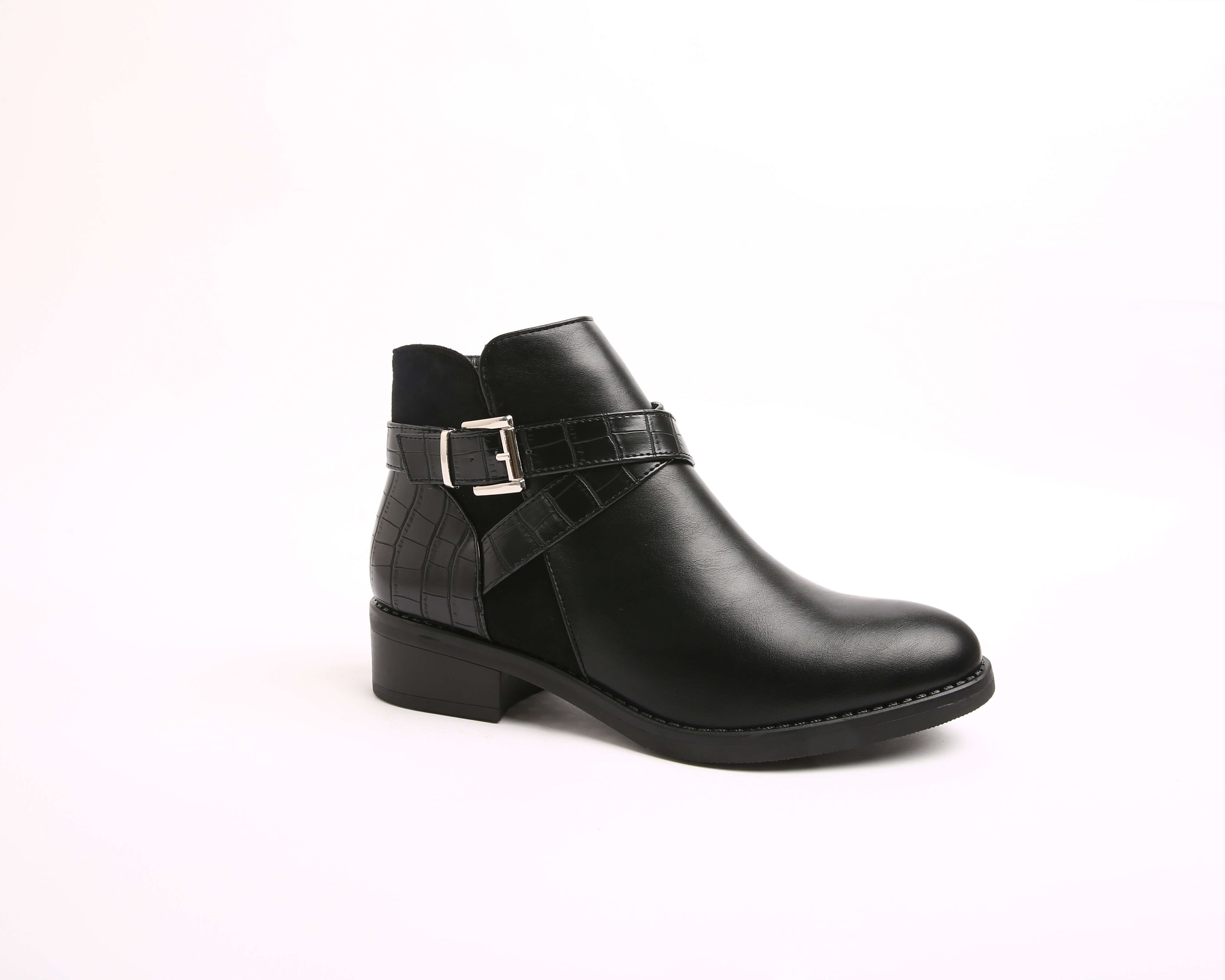 Bottines bi-matières détails croco - Gallantry Shop