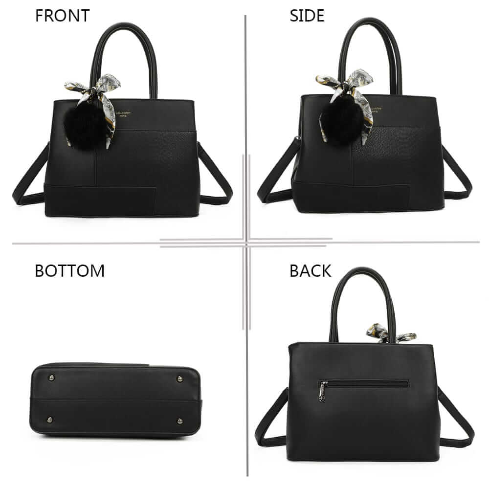 Gallantry™ Handbag Decorated With Pompom And Scarf Knot - Gallantry Shop