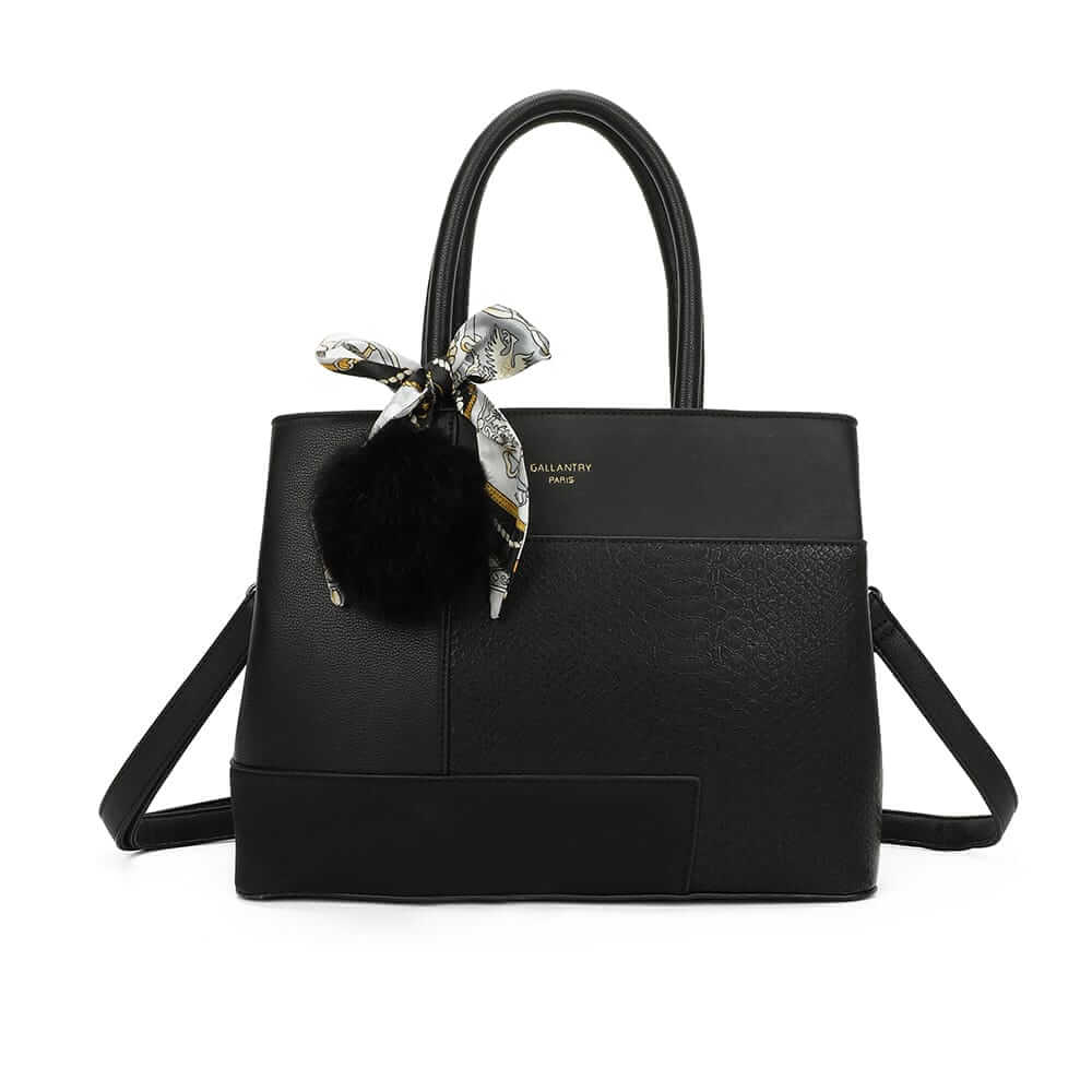 Gallantry™ Handbag Decorated With Pompom And Scarf Knot - Gallantry Shop