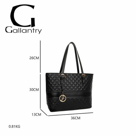 Image of Gallantry™ Large Quilted Tote Handbag With Chain Bangle - Gallantry Shop