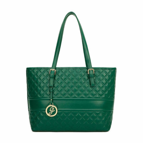 Image of Gallantry™ Large Quilted Tote Handbag With Chain Bangle