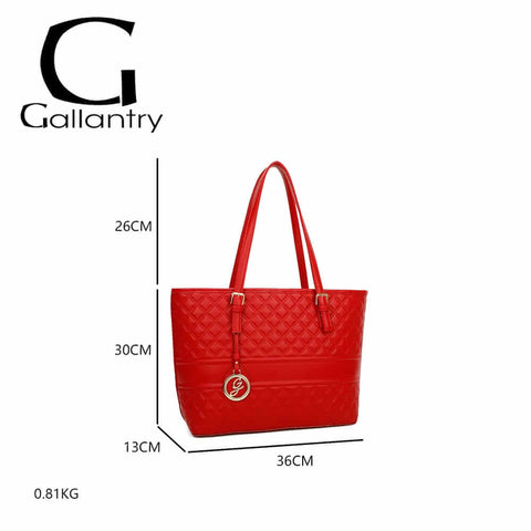 Image of Gallantry™ Large Quilted Tote Handbag With Chain Bangle