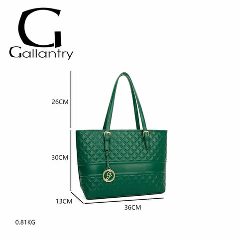 Image of Gallantry™ Large Quilted Tote Handbag With Chain Bangle