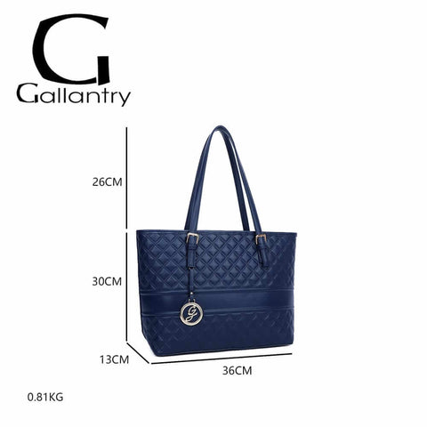 Image of Gallantry™ Large Quilted Tote Handbag With Chain Bangle