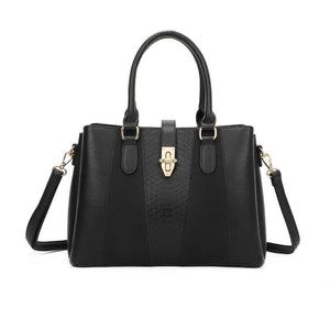 Elegant bi-material handbag