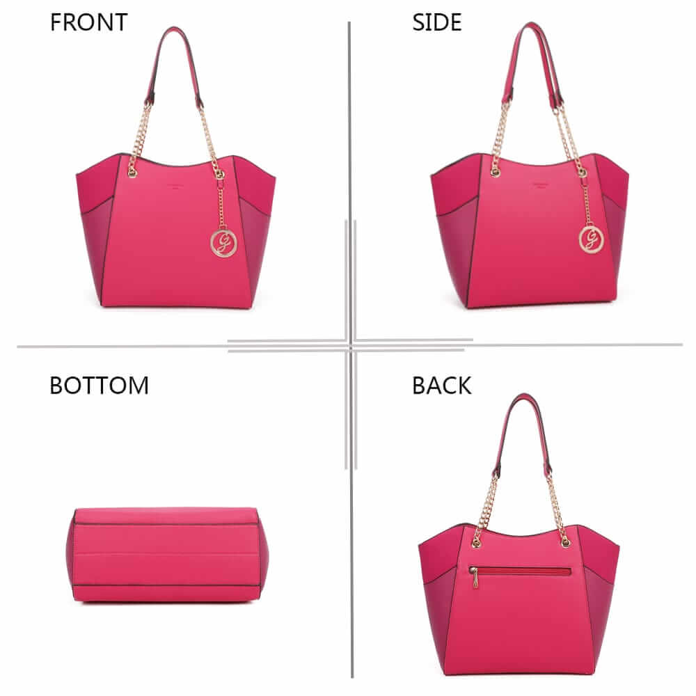 Bi-material bag with chain handle - Gallantry Shop