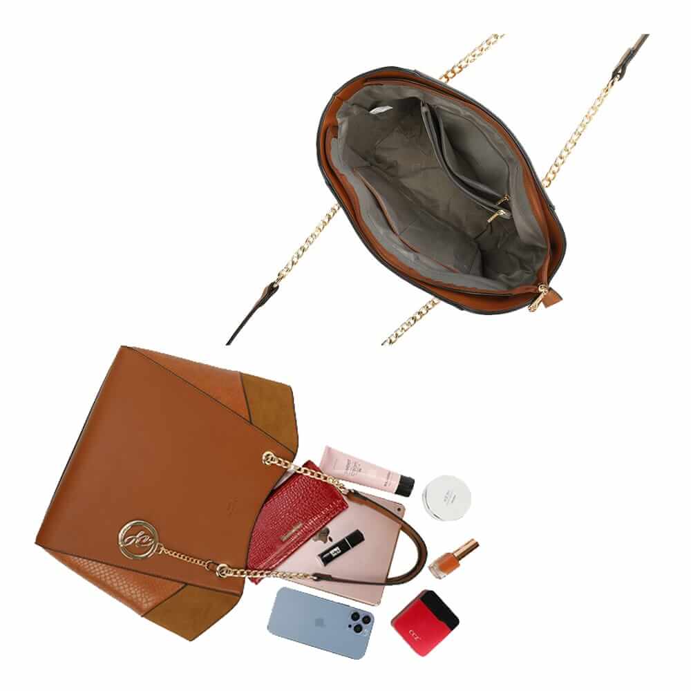 Bi-material bag with chain handle - Gallantry Shop