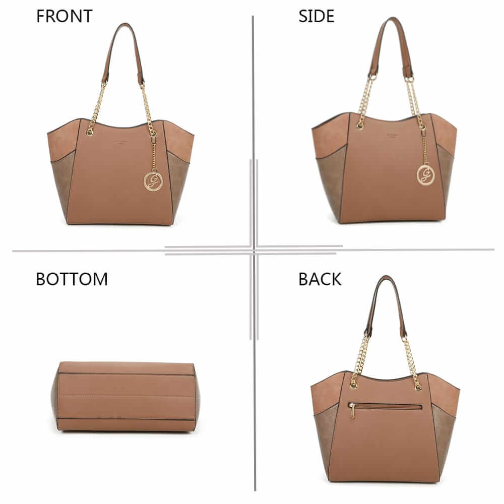 Bi-material bag with chain handle - Gallantry Shop