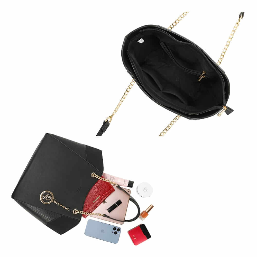 Bi-material bag with chain handle - Gallantry Shop