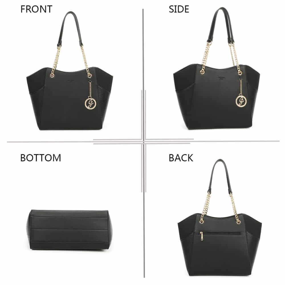 Bi-material bag with chain handle - Gallantry Shop