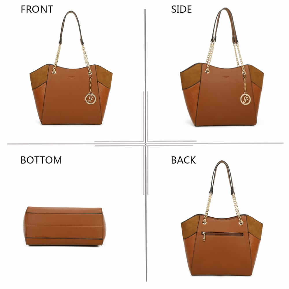 Bi-material bag with chain handle - Gallantry Shop