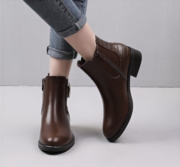 Bottines à boucle effet croco - Gallantry Shop